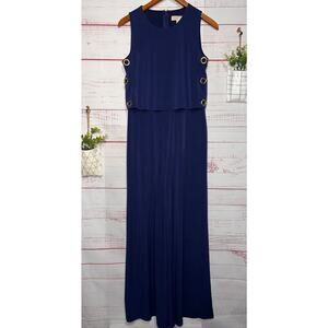 Michael Kors Blue Gold Grommet Pop Over Jumpsuit | Small